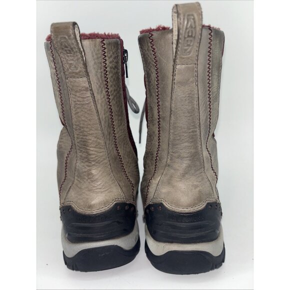 Keen Vail Tan Leather Red Insulated Waterproof Lace-Up Zip Winter Boots Wom. 7.5 - Picture 5 of 10